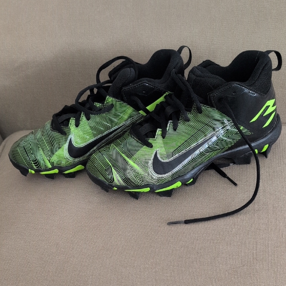 Nike Kids Black and Green Football Cleats